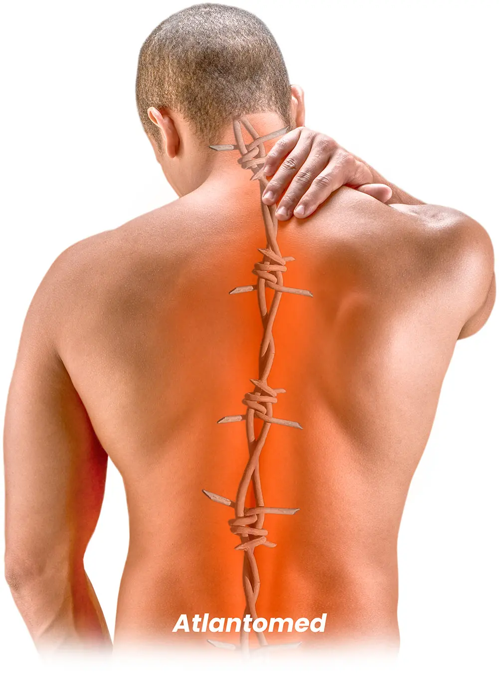 Hombre con dolor de espalda y contracturas musculares